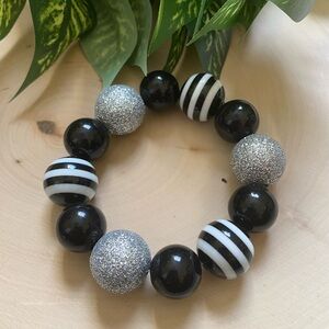 Adam’s Family Inspired Silicone Beaded Bracelet Size 8 inches